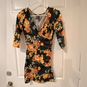 Black half sleeve floral dress